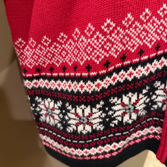 Croft & Barrow Festive Snowflake Christmas Faux Fur Cardigan Sweater, Size XL - Picture 5 of 12